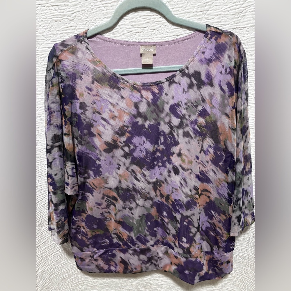 Chico’s women’s lined mesh blouse